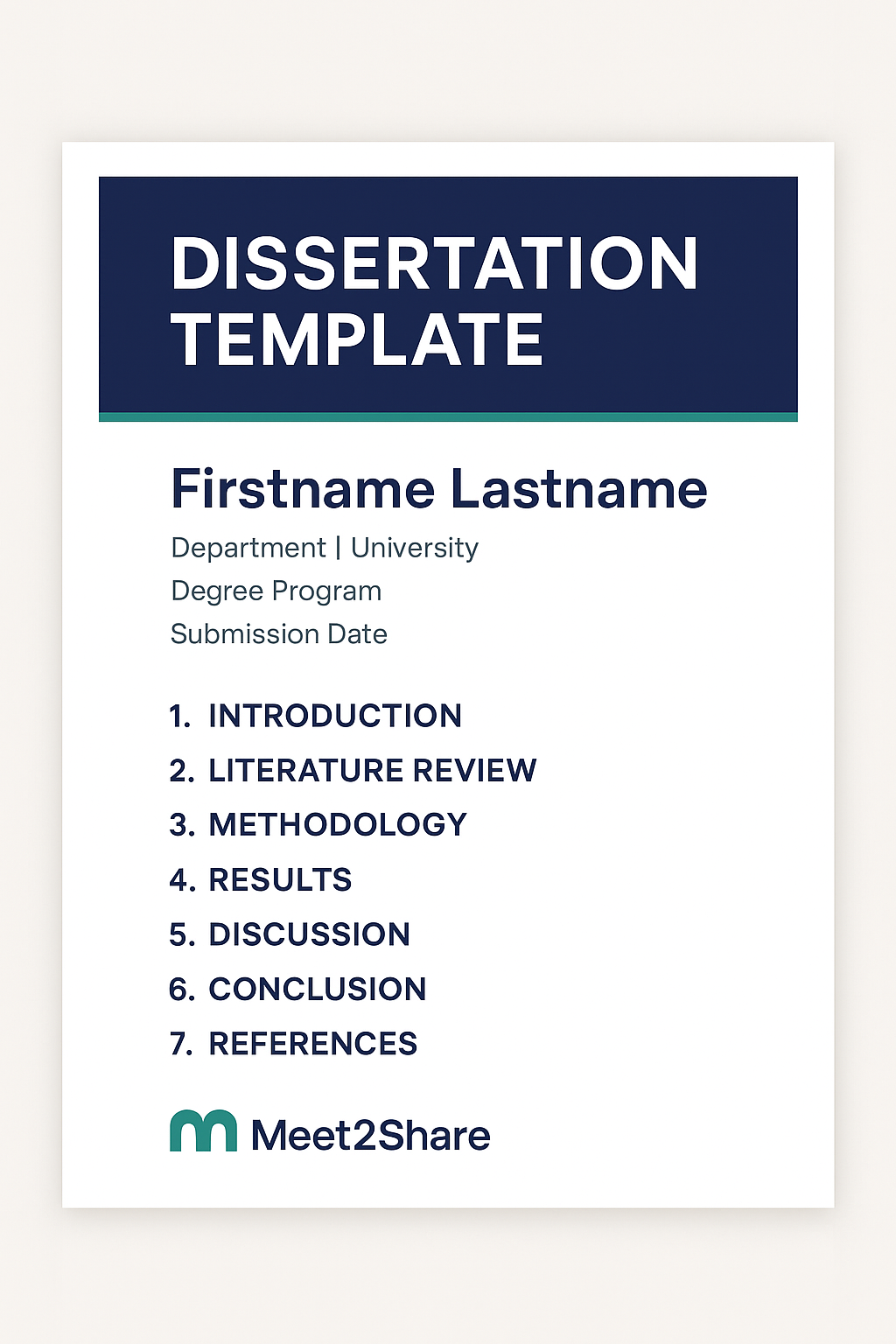 Dissertation Template for Academic Success with Meet2Share